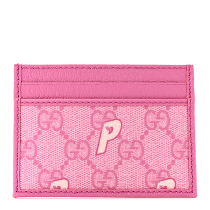Gucci X PALACE GG Supreme Monogram Palace Textured Dollar Calfskin Card Holder Pink Pale Rose Palace 1 of 8