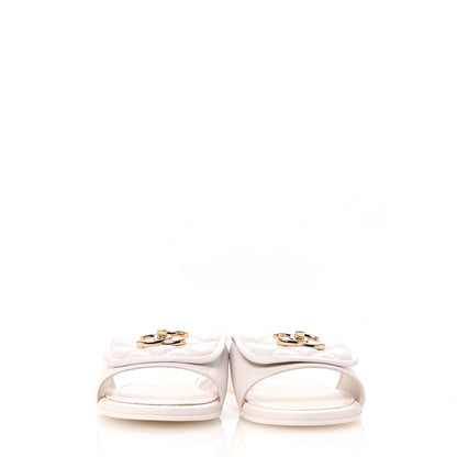 Chanel Lambskin Quilted Turnlock Flat Mules 36 White 3 of 12