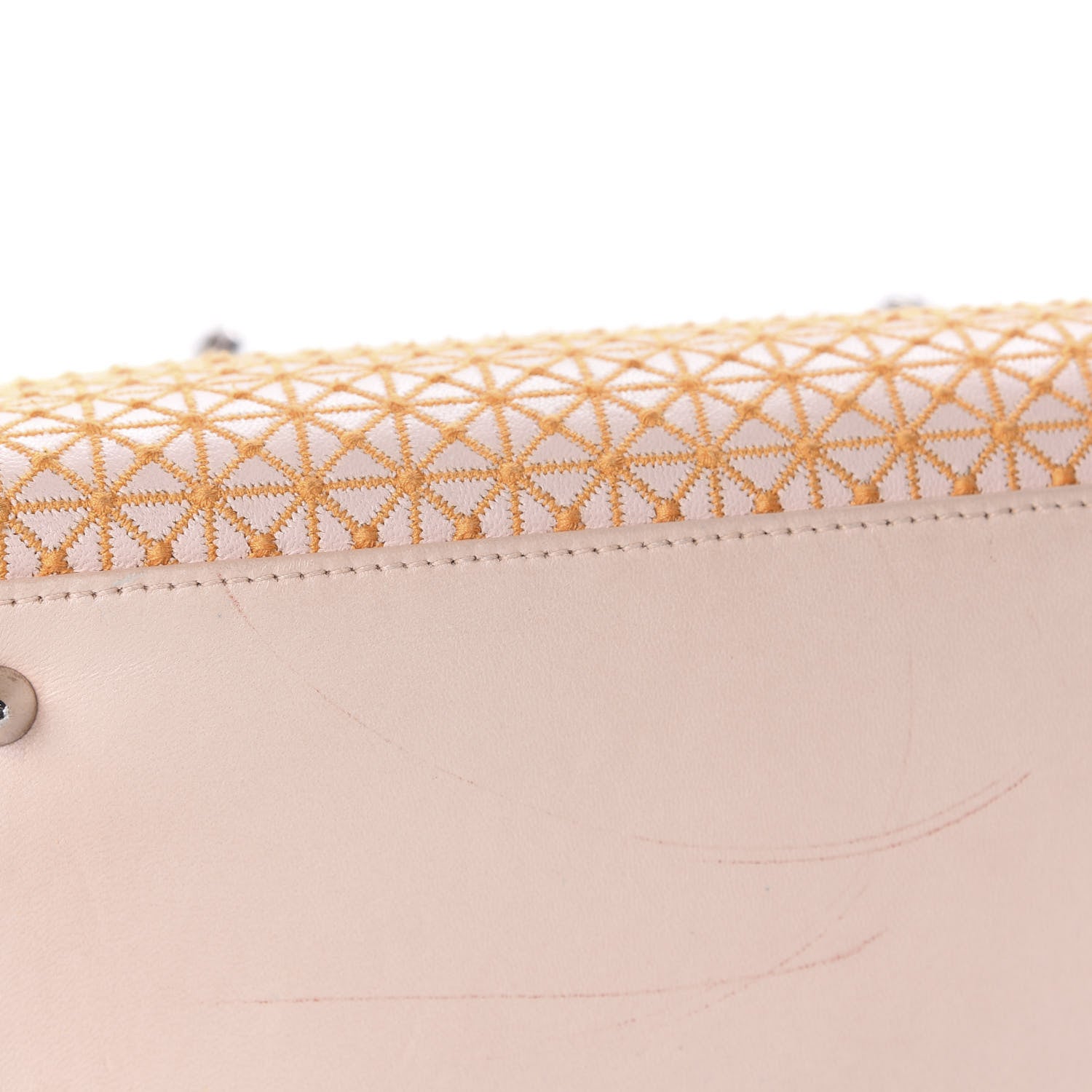 Christian Dior Lambskin Embroidered Medium Lady Dior Light Pink Orange 9 of 22