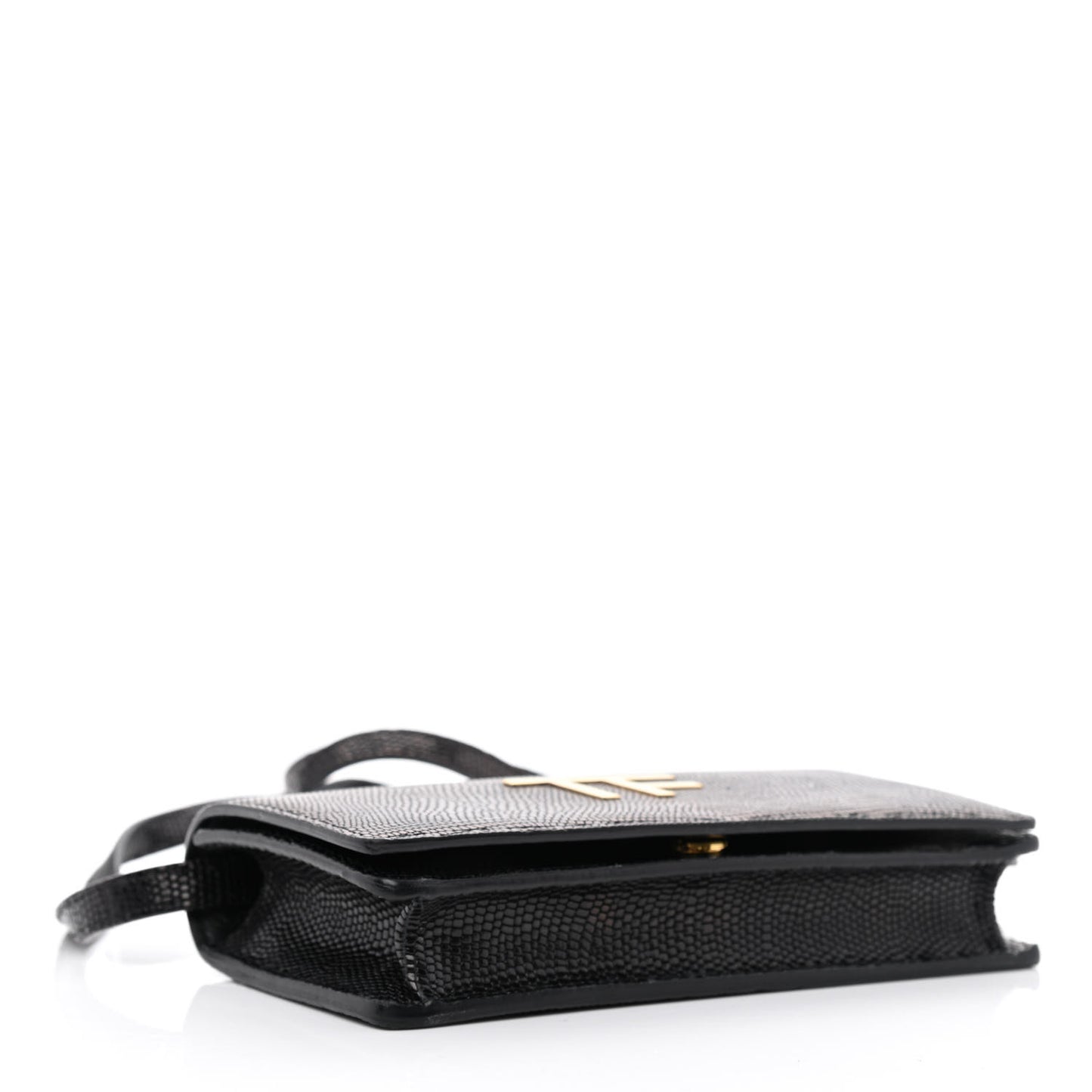 Calfskin Lizard Embossed Mini TF Bag Black