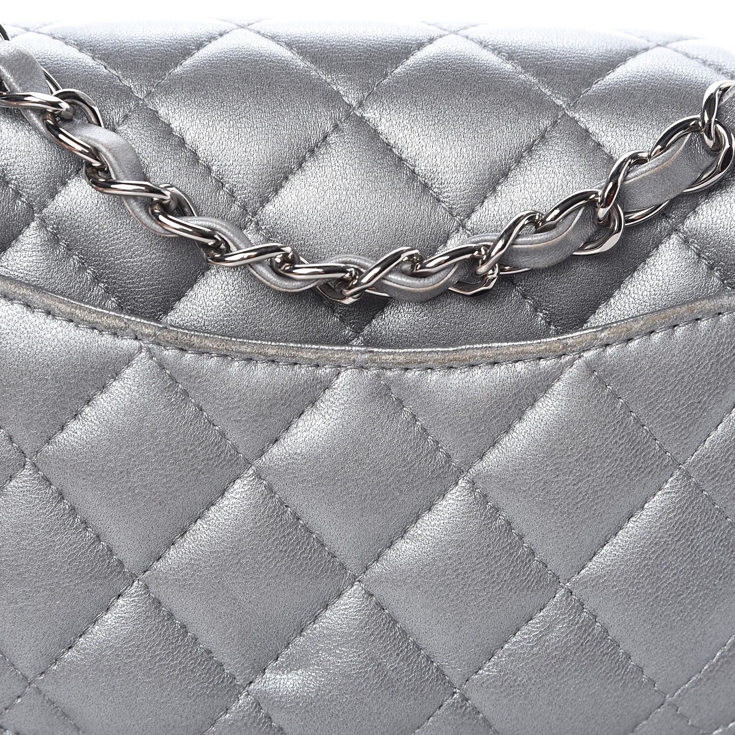 Chanel Metallic Lambskin Quilted Mini Rectangular Flap Silver 13 of 13