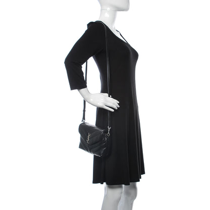 Saint Laurent Calfskin Y Quilted Monogram Toy Loulou Crossbody Bag Black 2 of 12