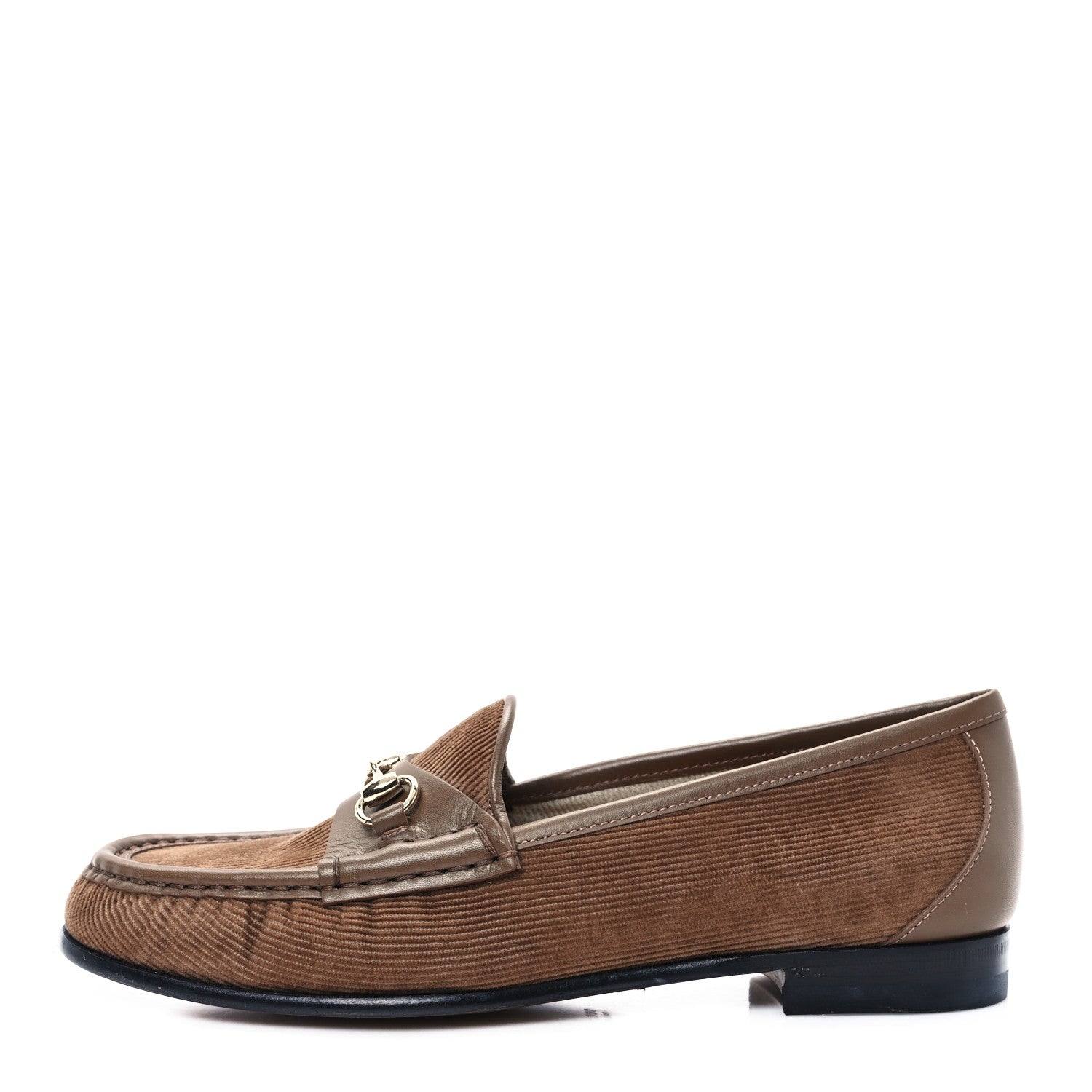 Gucci Corduroy Womens 1953 Horsebit Loafers 37 Velvety Camel 1 of 9