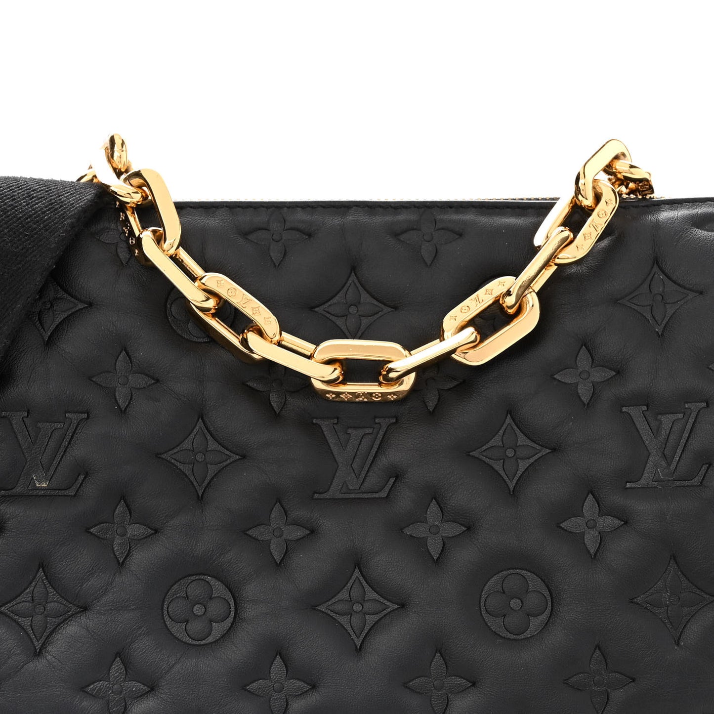 Lambskin Embossed Monogram Coussin PM Black