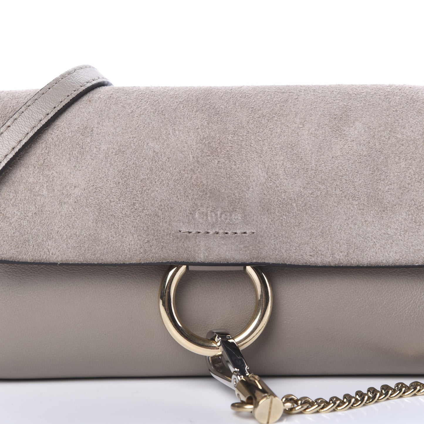 Suede Calfskin Mini Faye Shoulder Bag Motty Grey