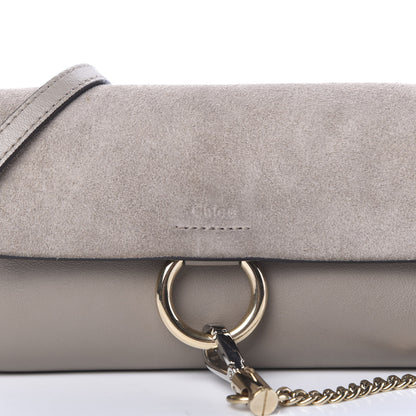 Chloe Suede Calfskin Mini Faye Shoulder Bag Motty Grey 7 of 10