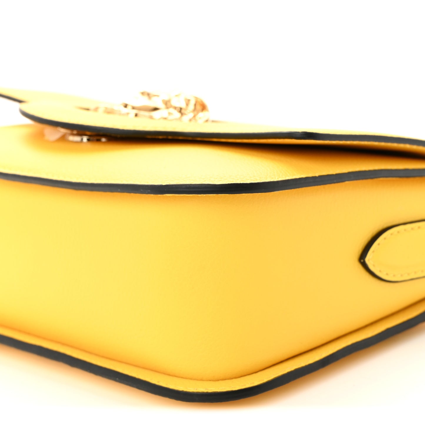 Grained Calfskin La Medusa Flap Shoulder Bag Yellow