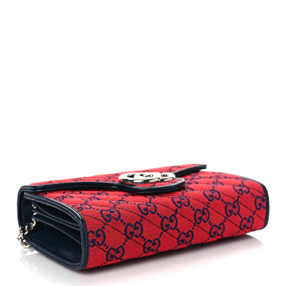 Gucci Monogram Multicolor Matelasse Diagonal GG Marmont Chain Wallet Red Blue 4 of 8