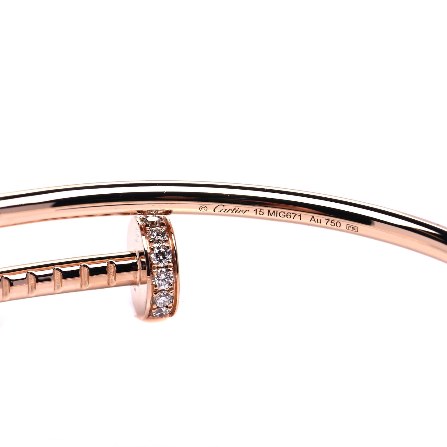 18K Pink Gold Diamond Small Juste Un Clou Bracelet 15