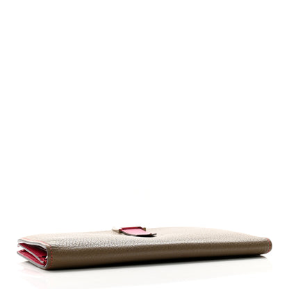 Hermes Chevre Mysore Bi-Color Bearn Gusset Wallet Etoupe Rose Shocking 4 of 12