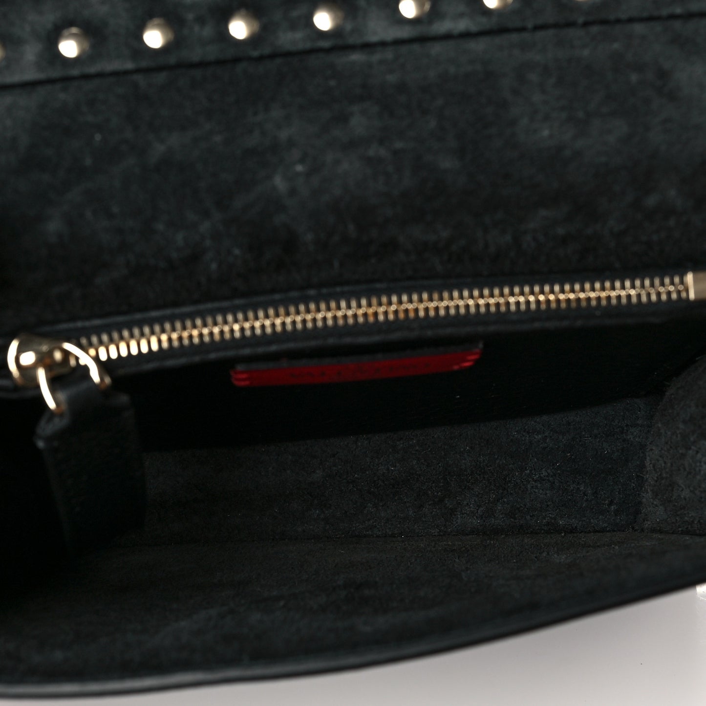 Pebbled Calfskin Rockstud Side Slip Crossbody Black