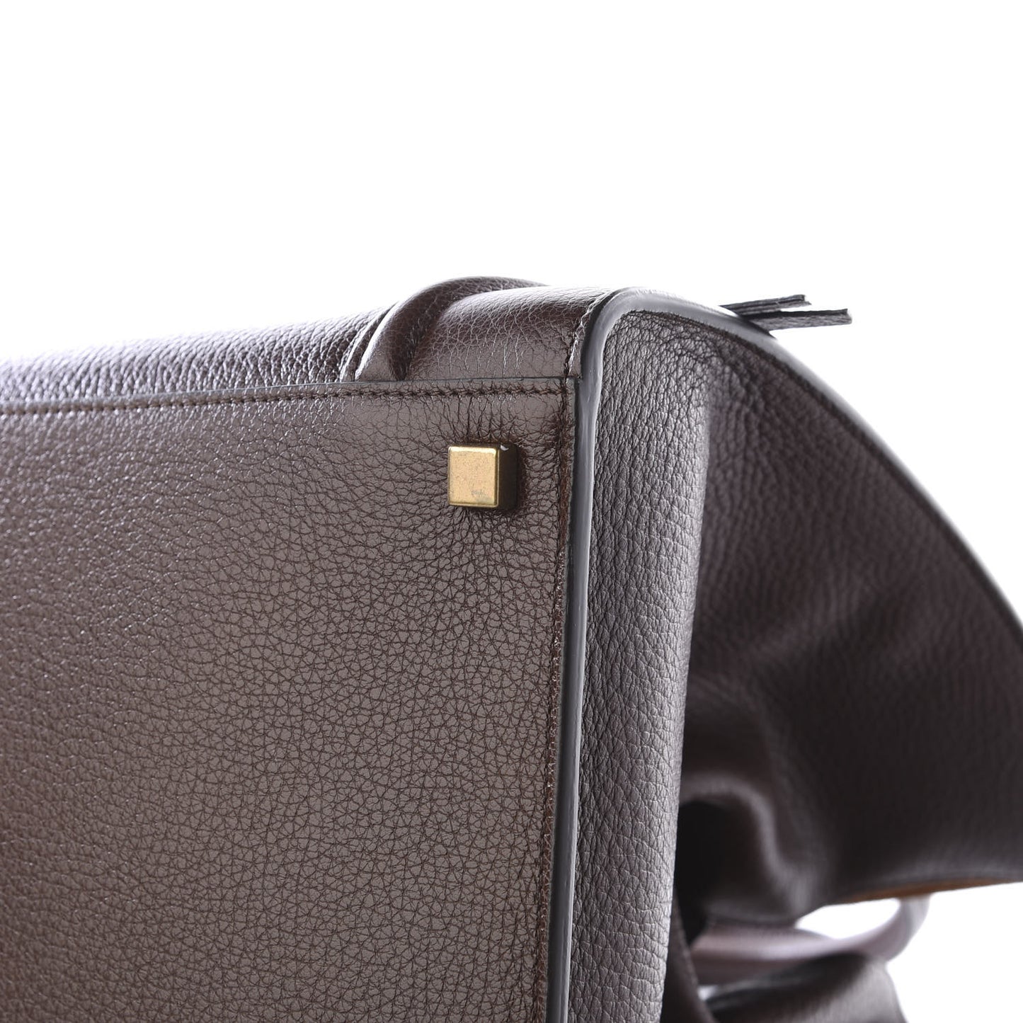 Shiny Grained Calfskin Medium Phantom Luggage Brown