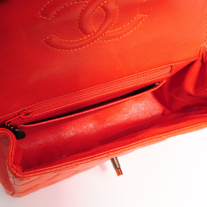 Chanel Lambskin Tortoise Chain Mini Square Flap Orange 5 of 10