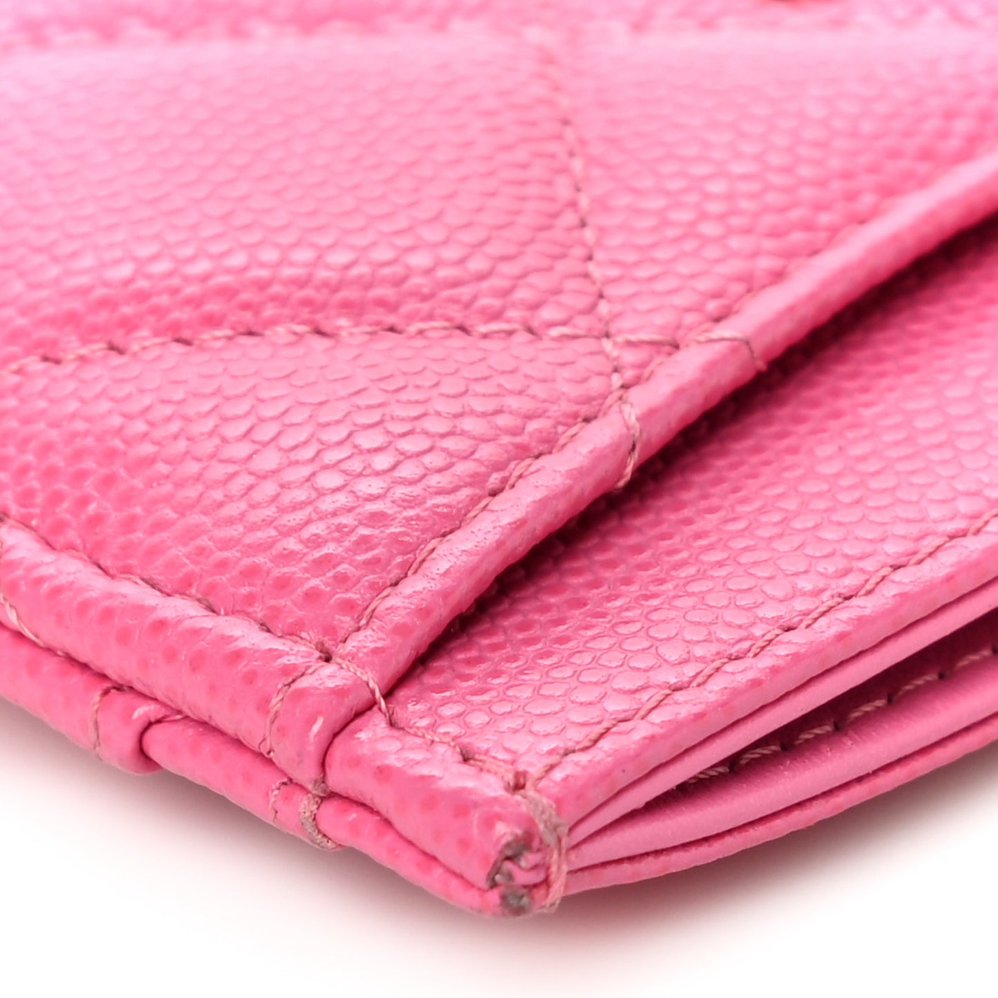 Caviar Quilted Card Holder Pink