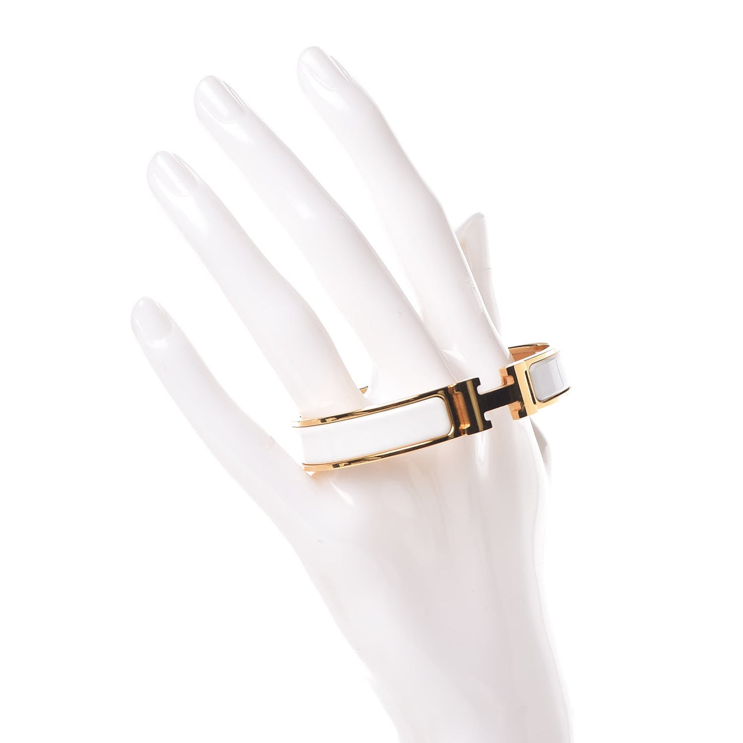 Enamel Narrow Clic Clac H Bracelet GM White