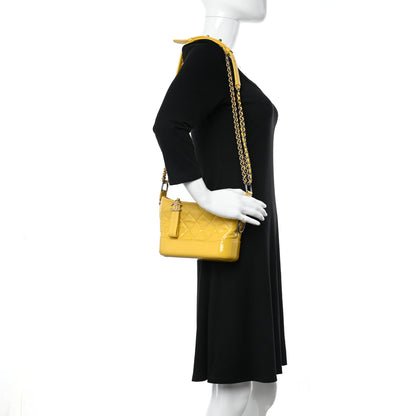Chanel Patent Goatskin Quilted Small Gabrielle Hobo Yellow 2 of 10