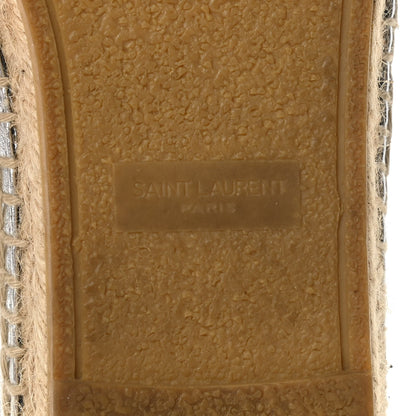 Saint Laurent Metallic Lambskin Monogram Espadrilles 40 Argento 6 of 8