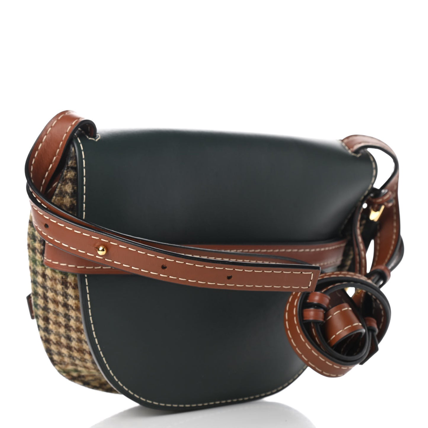 Smooth Calfskin Tweed Small Gate Crossbody Bag Dark Green Tan Multicolor