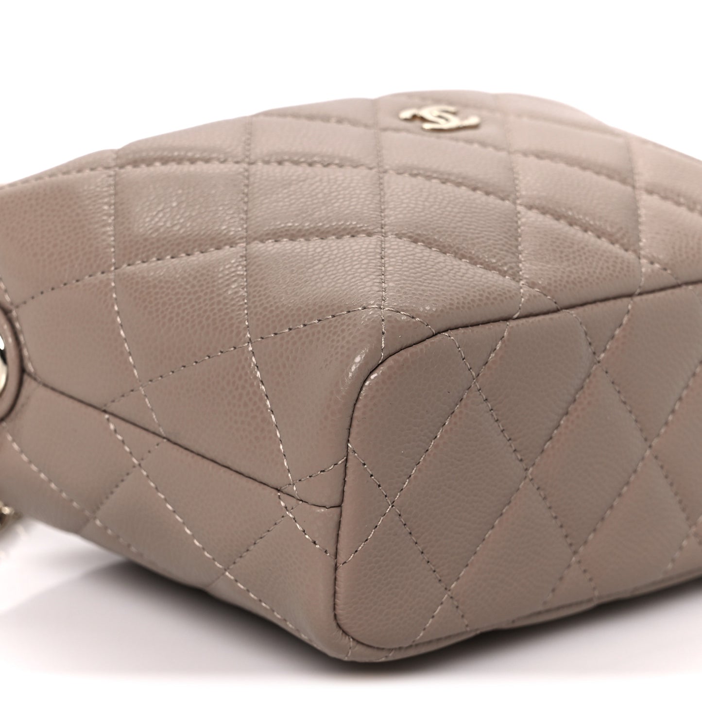 Caviar Quilted Hobo Clutch With Chain Beige
