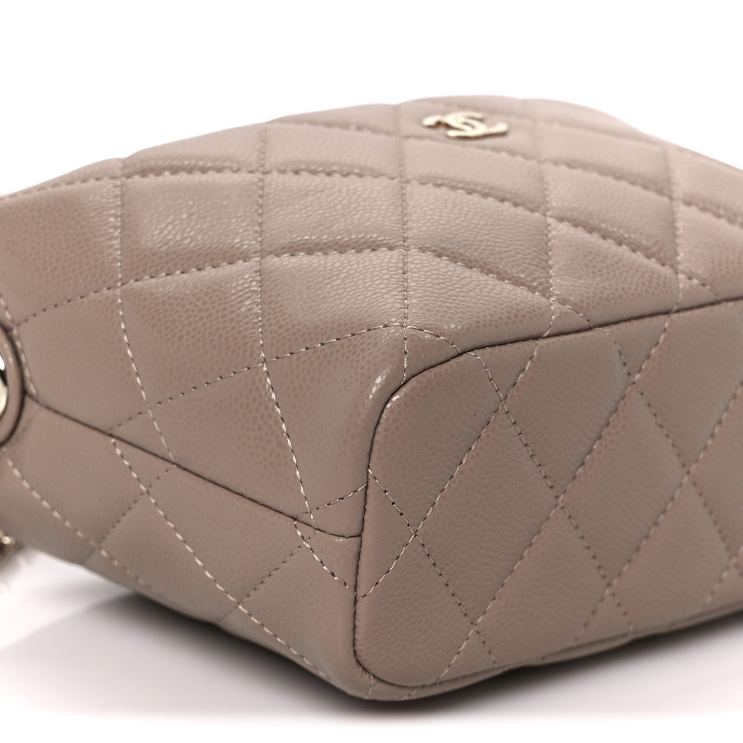 Chanel Caviar Quilted Hobo Clutch With Chain Beige 9 of 10