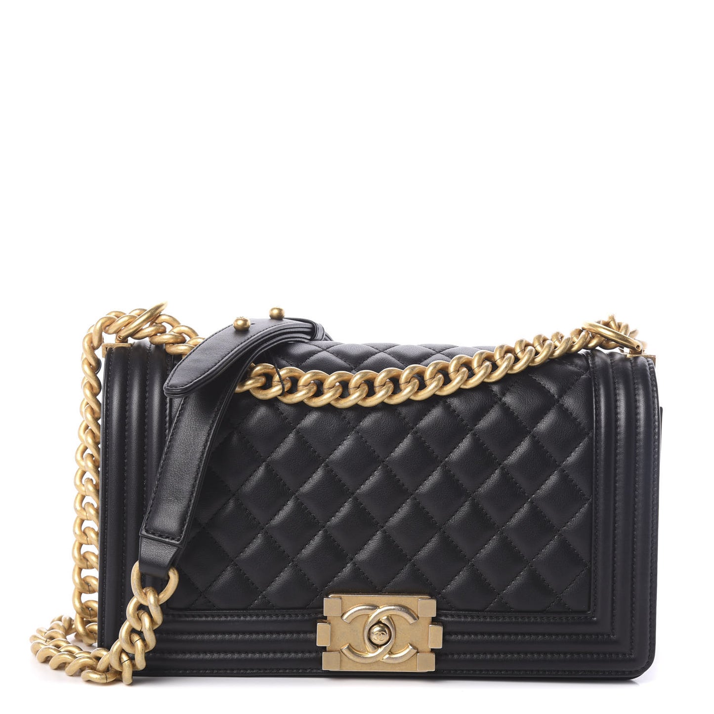 Calfskin Quilted Medium Boy Flap Black