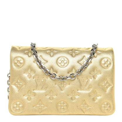 Louis Vuitton Metallic Lambskin Embossed Monogram Pochette Coussin Gold 1 of 10
