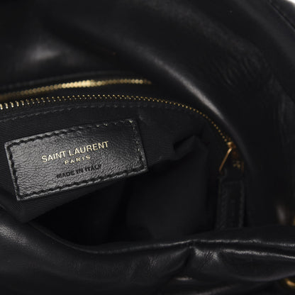 Saint Laurent Lambskin Quilted Medium Loulou Puffer Monogram Chain Satchel Black 8 of 13