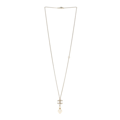 Chanel Crystal Pearl Twisted CC Drop Necklace Gold 3 of 6