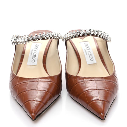 Jimmy Choo Crocodile Embossed Crystal Bing 65 Pumps 39.5 Tan 2 of 9