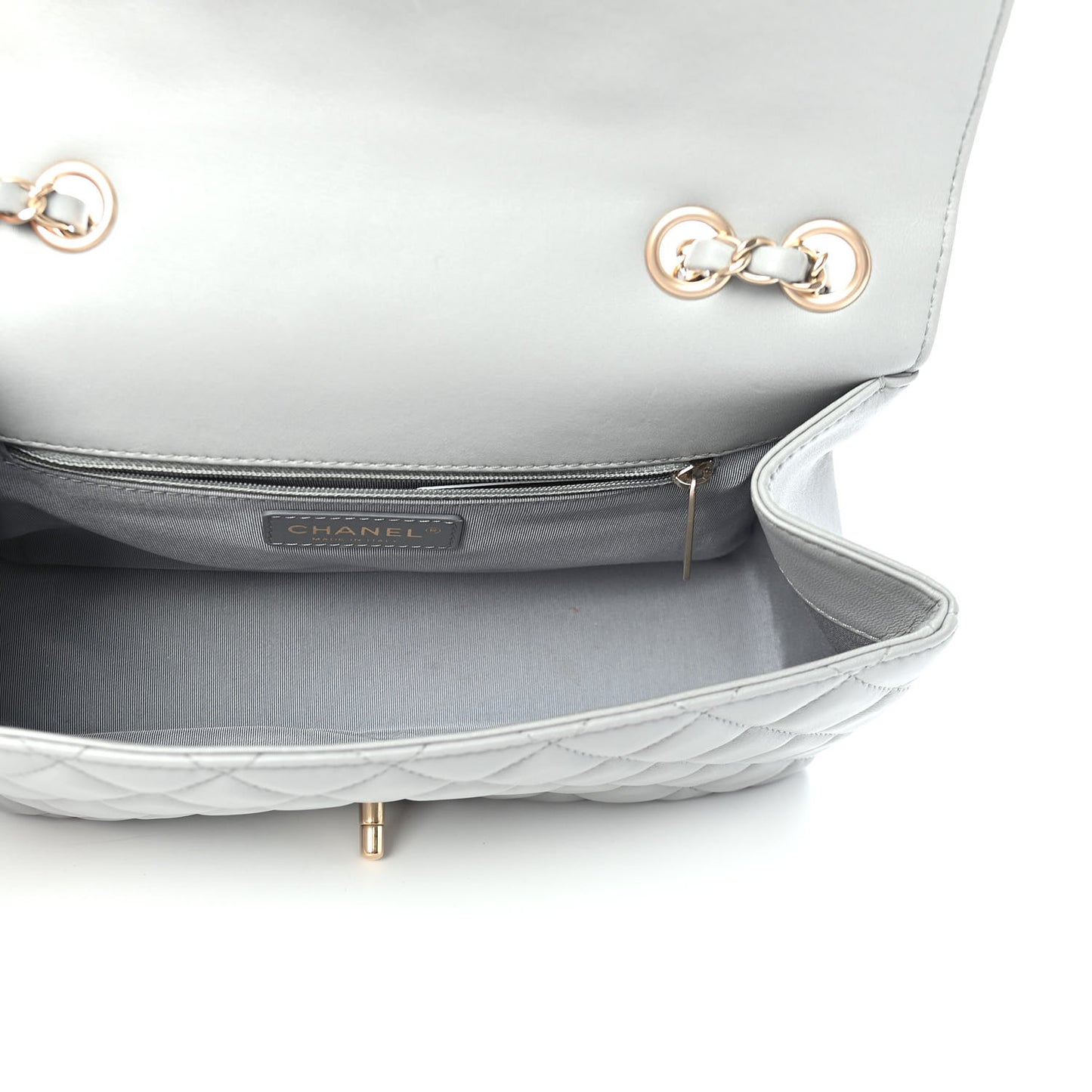 Lambskin Quilted Medium Mademoiselle Chic Flap Gris