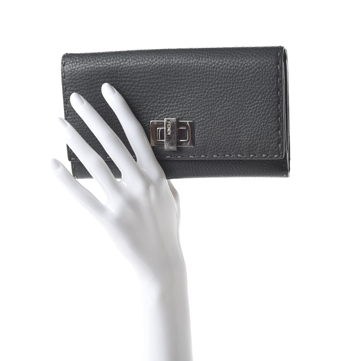 Fendi Cuoio Romano Selleria Peekaboo Continental Wallet Asfalto 3 of 22