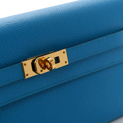 Hermes Epsom Verso Kelly Wallet To Go Bleu Frida Rouge H 12 of 13
