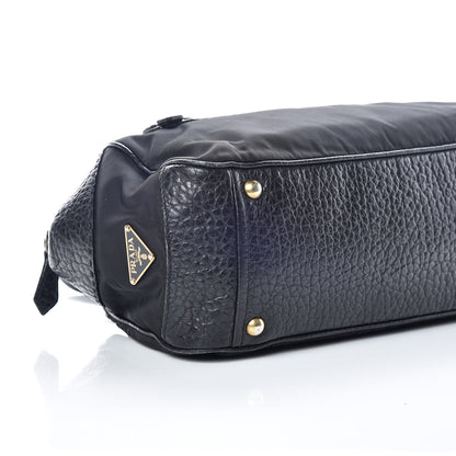 Prada Tessuto Nylon Calfskin Shoulder Bag Black 5 of 9