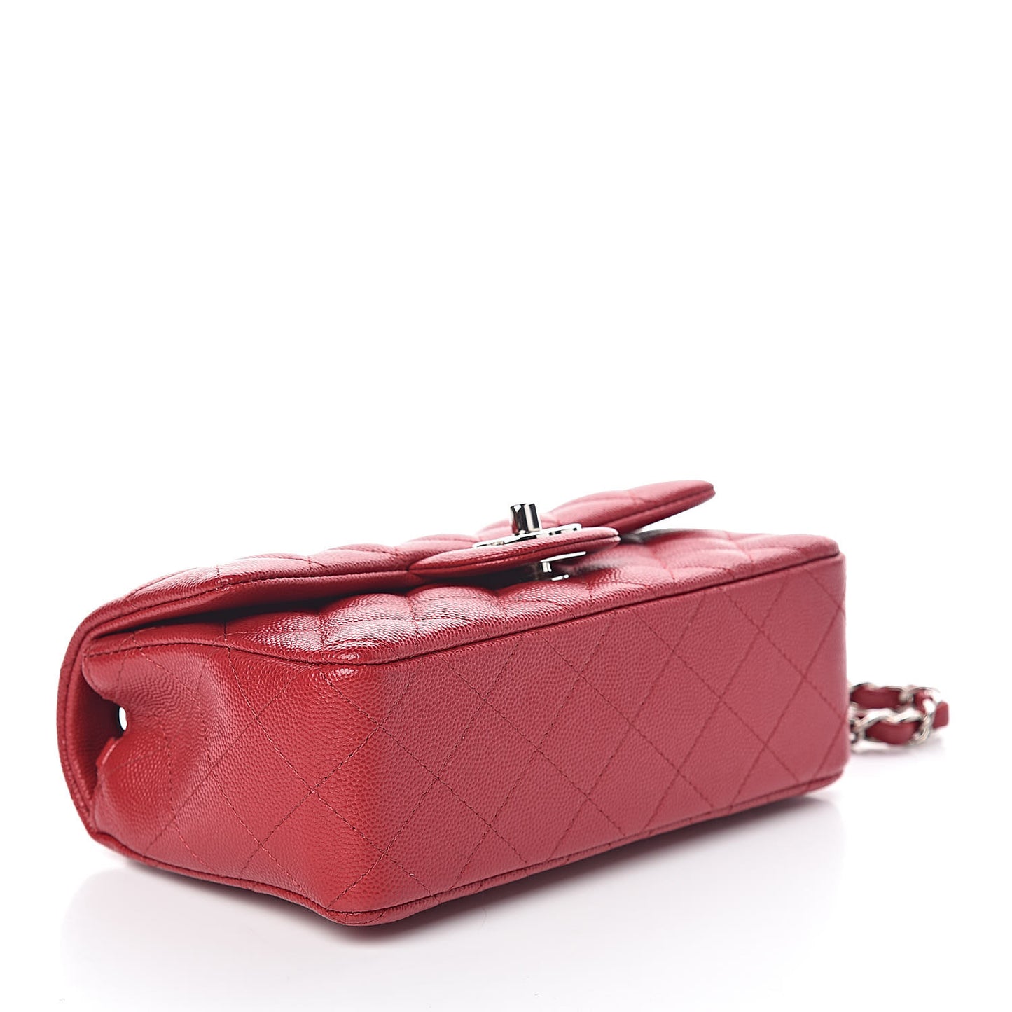 Caviar Quilted Mini Rectangular Flap Red
