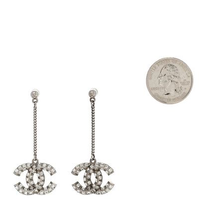 Chanel Baguette Crystal CC Drop Earrings Silver 2 of 4