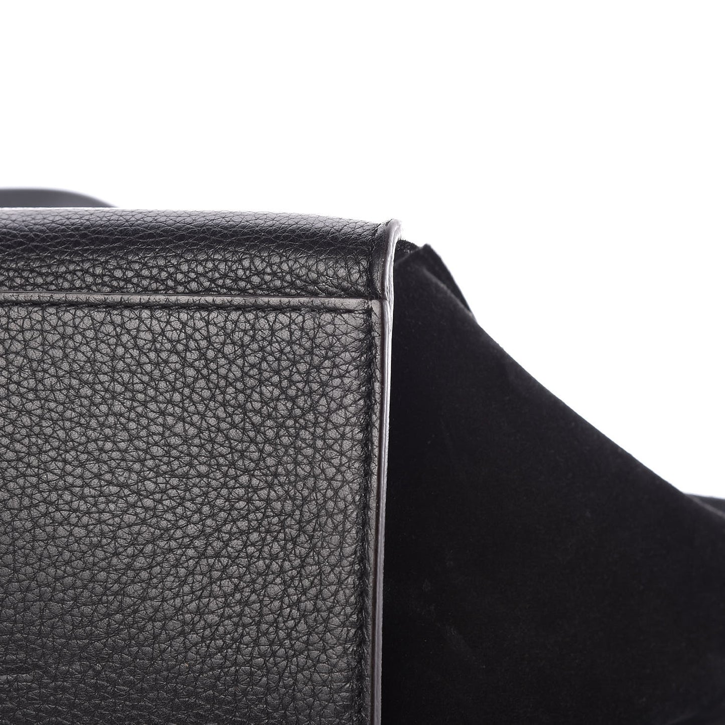 Drummed Calfskin Suede Small Trapeze Black
