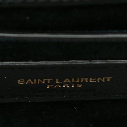 Saint Laurent Calfskin Crocodile Embossed Medium Monogram Sunset Black 5 of 10