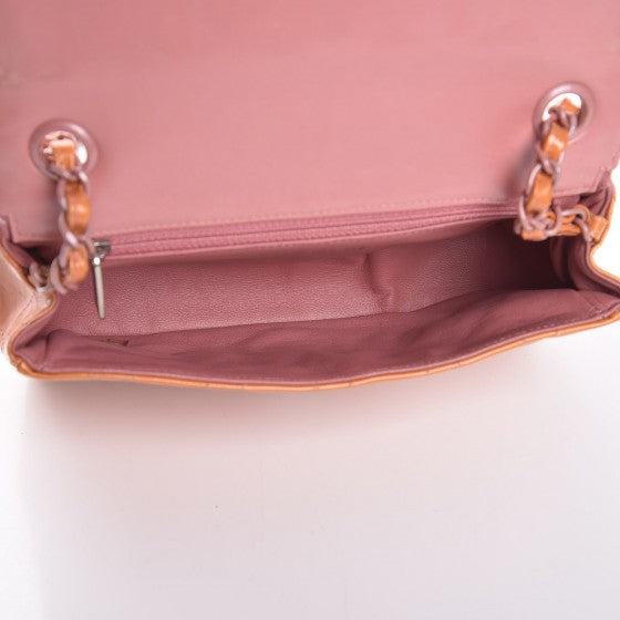 Patent Quilted Mini Rectangular Flap Orange