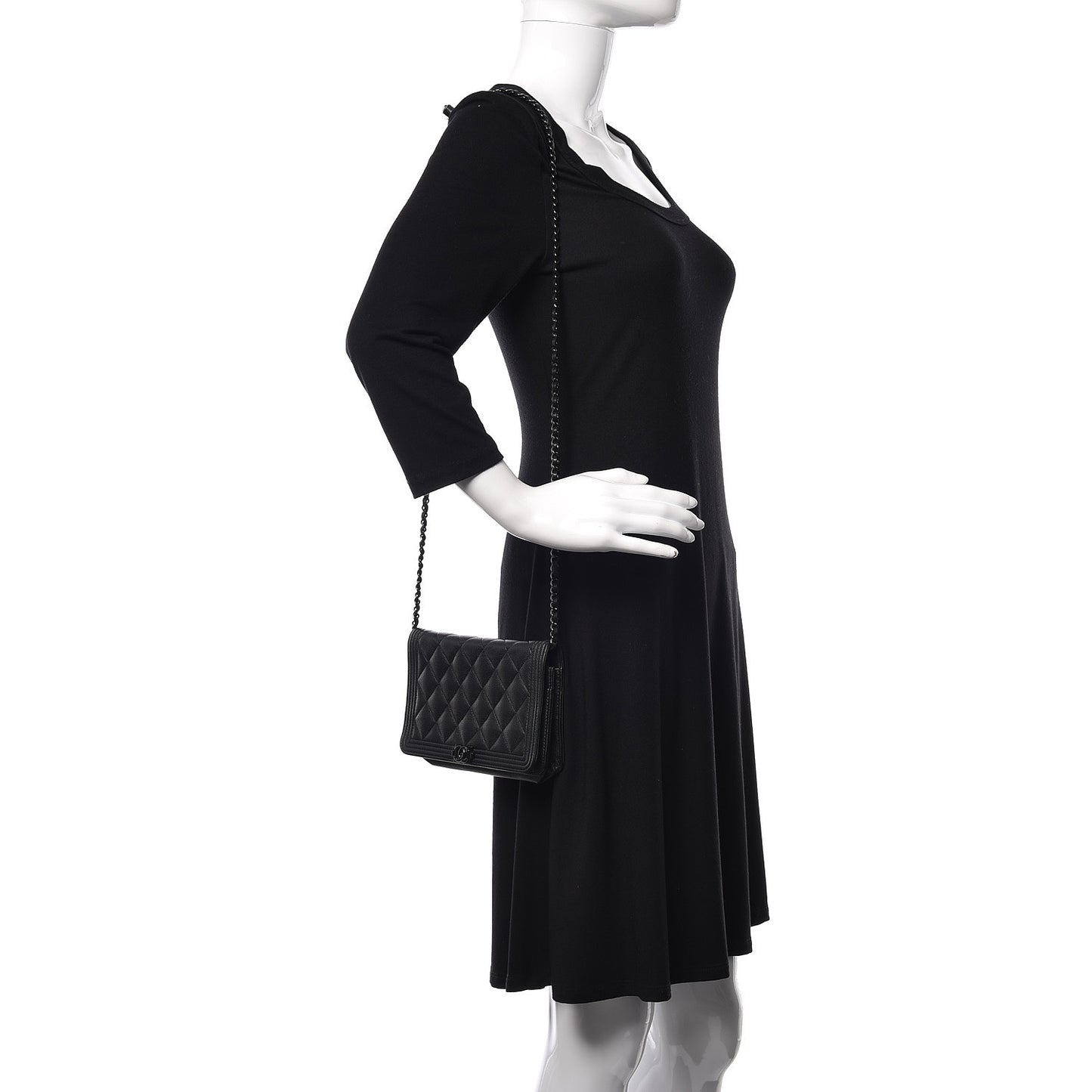 Caviar Quilted Boy Wallet On Chain WOC So Black
