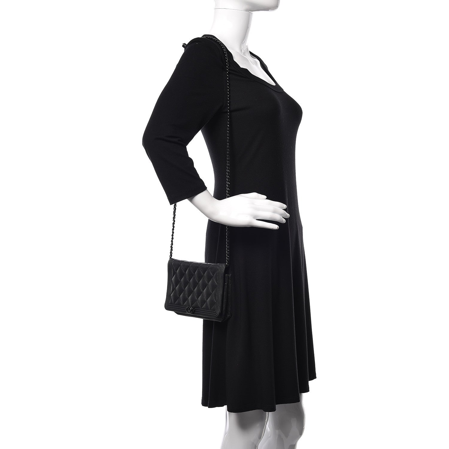 Chanel Caviar Quilted Boy Wallet On Chain WOC So Black 2 of 14