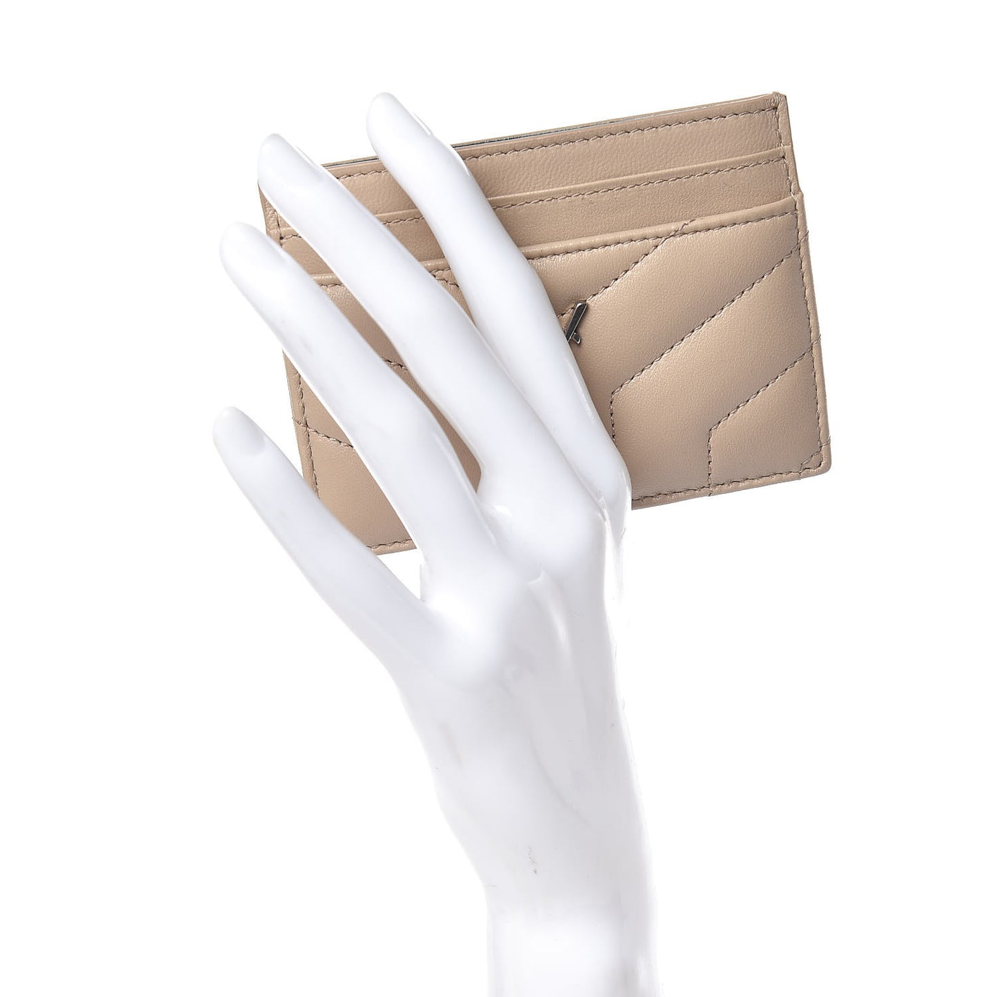 Calfskin Y Quilted Monogram LouLou Credit Card Case Nude Powder