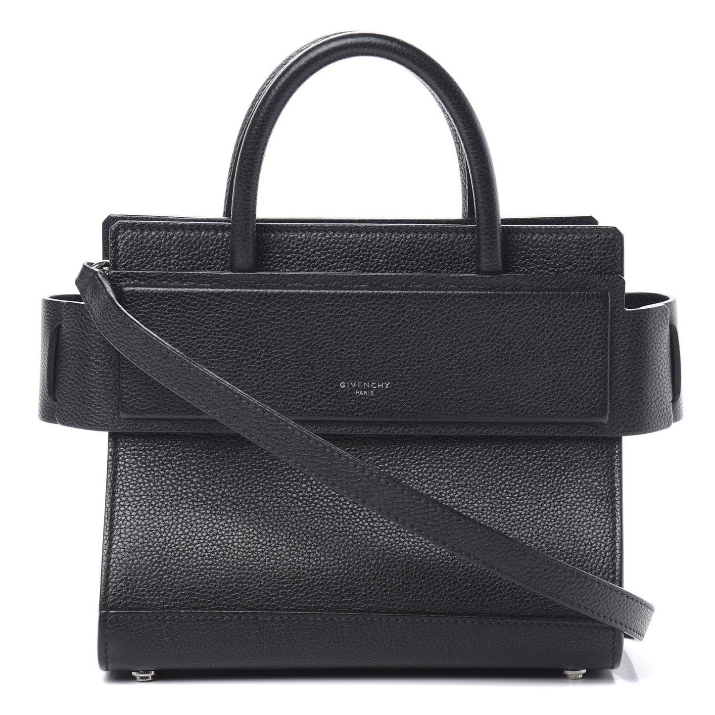 Grained Calfskin Mini Horizon Satchel Black