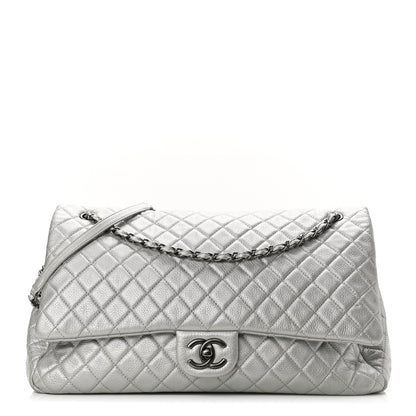 Chanel Metallic Calfskin Quilted XXL Travel Flap Bag Silver 1 of 10