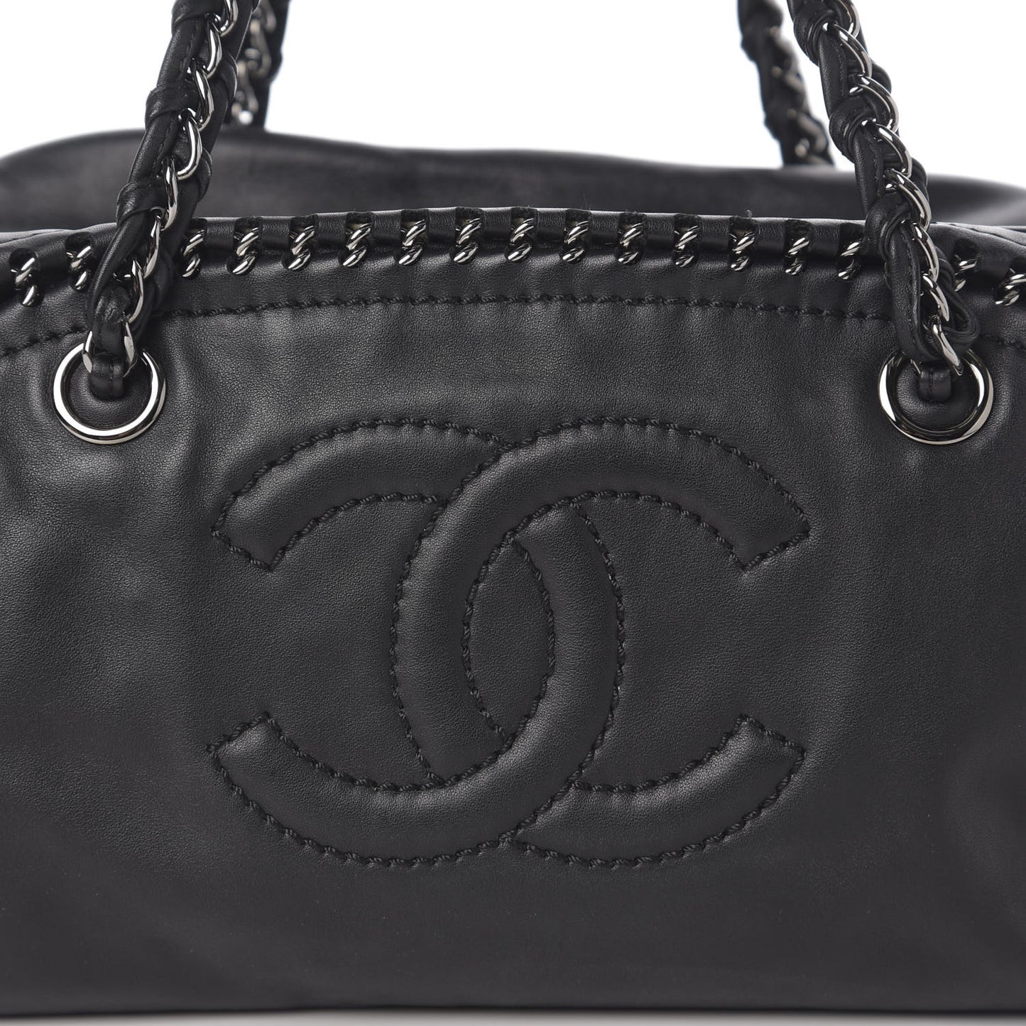Smooth Calfskin Large Luxe Ligne Bowler Black