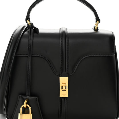 Celine Satinated Calfskin Mini 16 Top Handle Bag Black 8 of 12