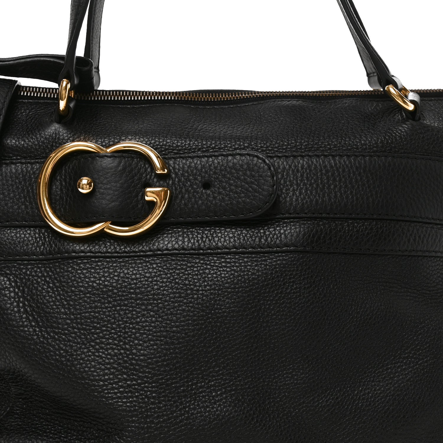 Gucci Pebbled Calfskin Ride Medium Top Handle Bag Black 8 of 10