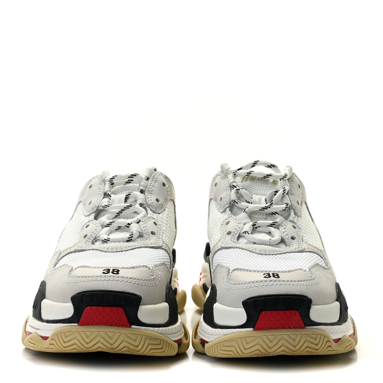 Balenciaga Fabric Mesh Womens Triple S Sneakers 38 Grey Red White 5 of 10