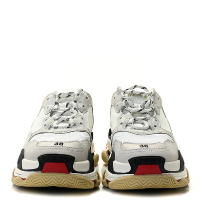 Balenciaga Fabric Mesh Womens Triple S Sneakers 38 Grey Red White 5 of 10
