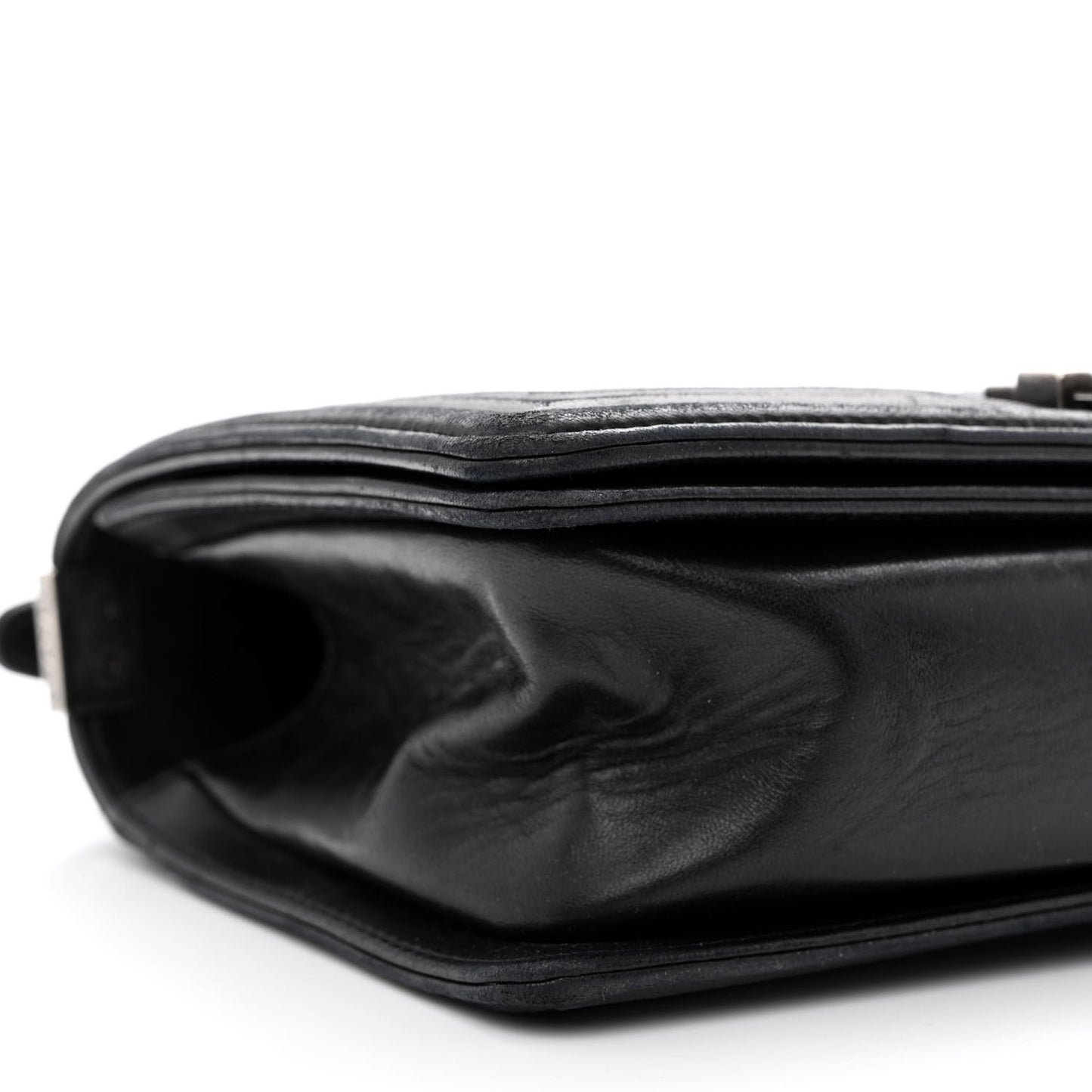 Lambskin Pleated Medium Boy Flap Black