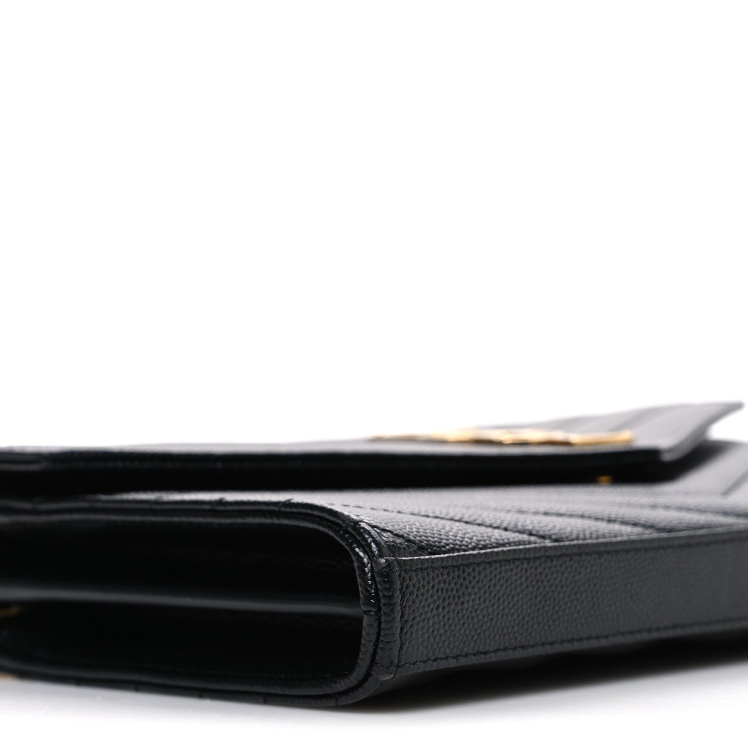 Saint Laurent Grain De Poudre Matelasse Chevron Monogram Chain Wallet Black 9 of 11
